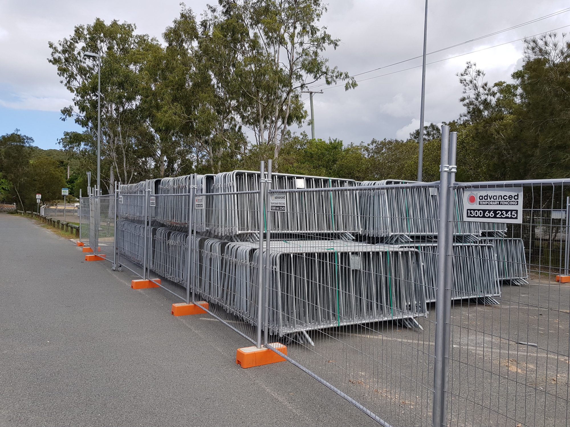 Temporary fencing panels ready for installation across South East Queensland
