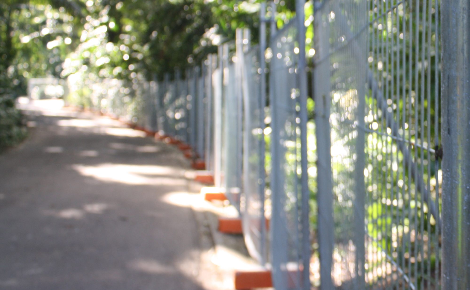 Temporary fencing panels on a construction site