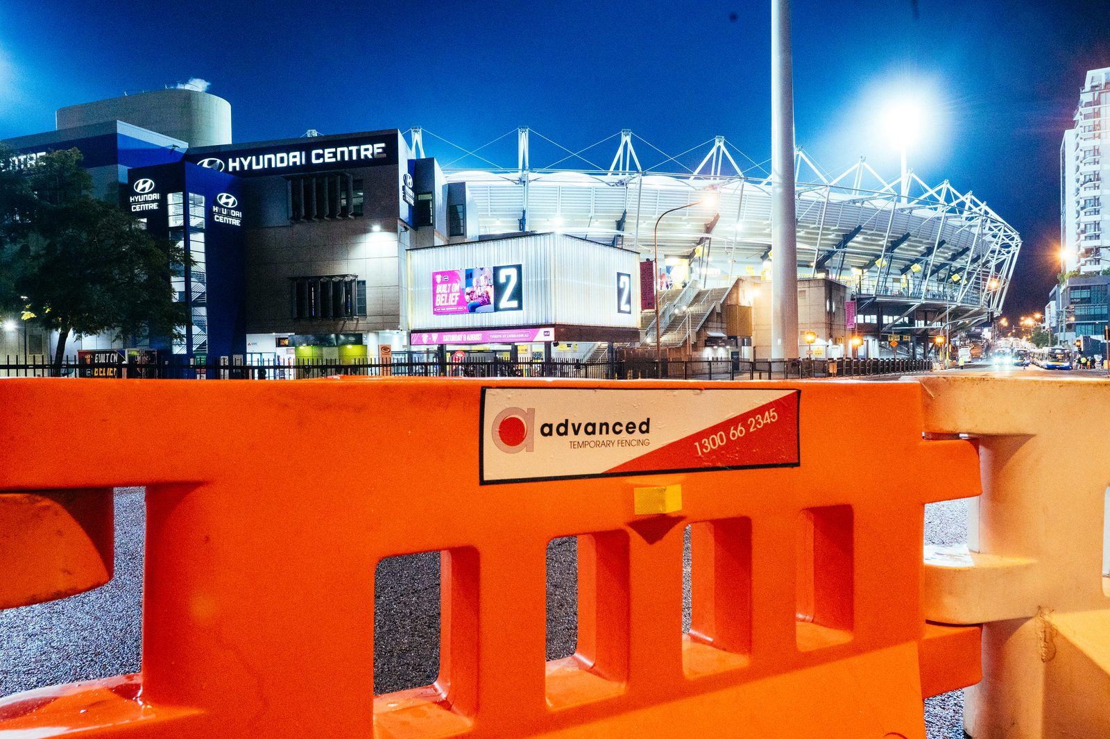 Crowd control barriers at a major sporting stadium
