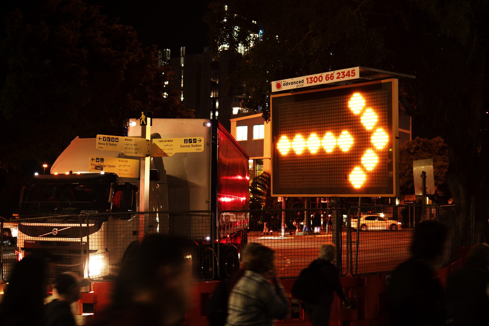 Traffic control set-up with water barriers and signage - photo 2
